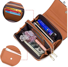 Lade das Bild in den Galerie-Viewer, Handy Umhängetasche,Damen Kleine Umhängetasche,PU Leder Crossbody Schultertasche Reisepass Handytasche mit Kartenschlitz Verstellbar Abnehmbar Schultergurt

