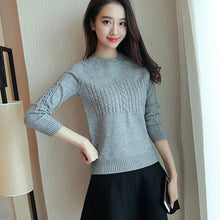 Lade das Bild in den Galerie-Viewer, WOLF Lang Ärmel O-Hals Schlank Gestrickt Pullover
