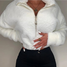 Lade das Bild in den Galerie-Viewer, WOLF Lang Ärmel Reißverschluss Weiß Pullover
