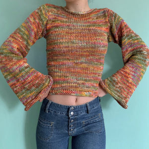 WOLF Gestreifter Cropped Pullover mit Kräuselung