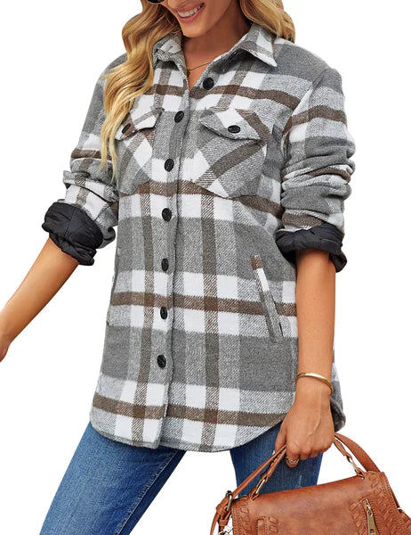 WOLF Langärmelige karierte Jacke