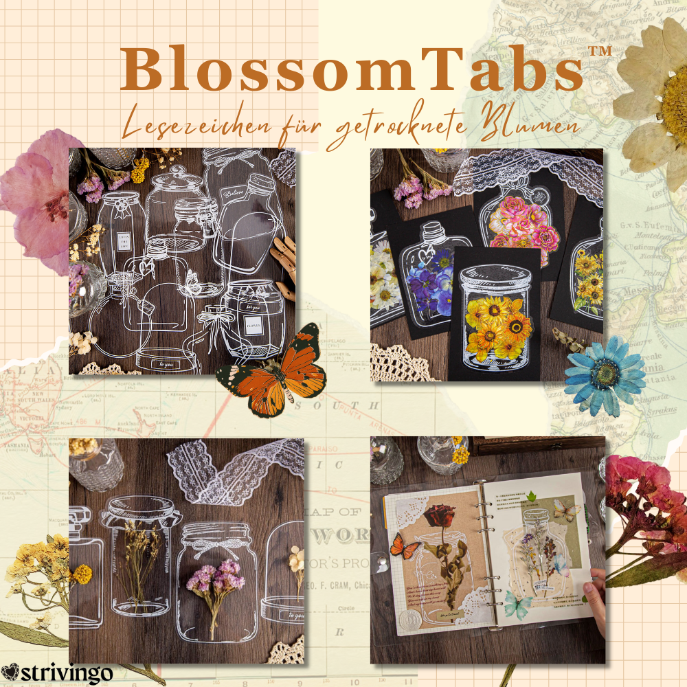 BlossomTabs™ Lesezeichen für getrocknete Blumen, Fotos oder Notizen (80er Set)