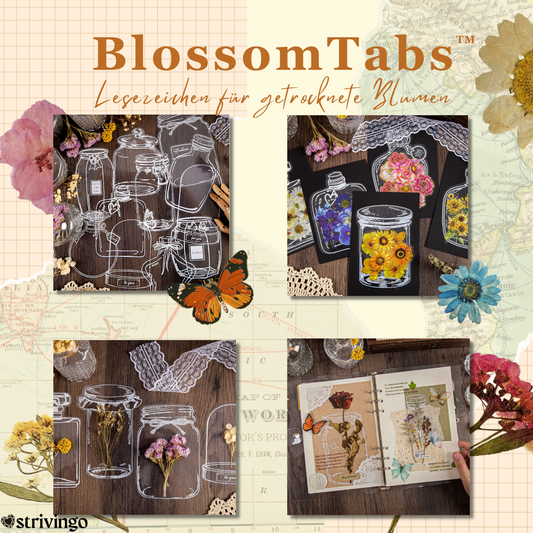 BlossomTabs™ Lesezeichen für getrocknete Blumen, Fotos oder Notizen (80er Set)