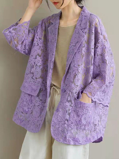 WOLF Sommer Damen Jacken Mit Blumen Spitzen Design Lockere Jacken