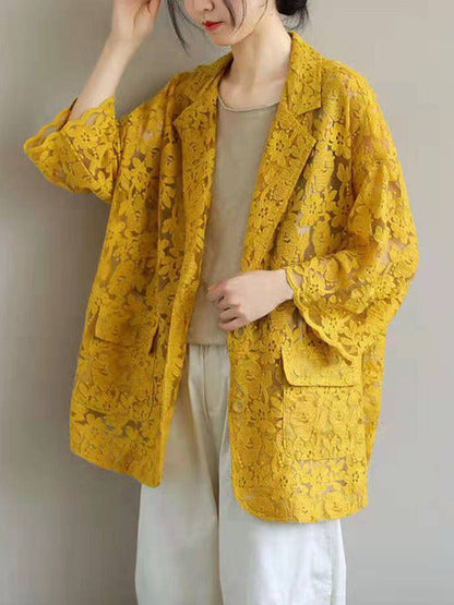 WOLF Sommer Damen Jacken Mit Blumen Spitzen Design Lockere Jacken