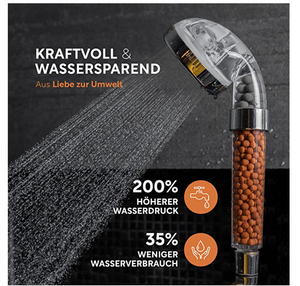 Premium Duschkopf mit Mineralsteinen | 70% weniger Wasserverbrauch 1