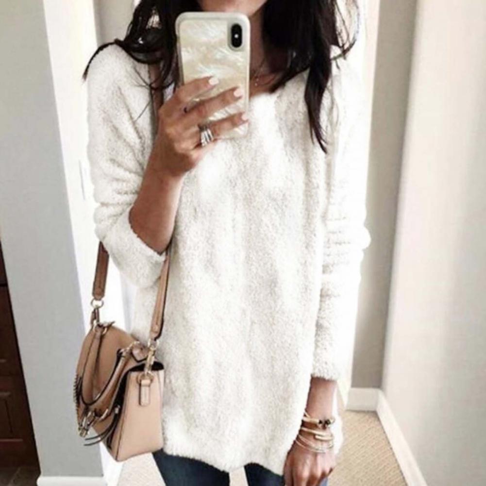 WOLF Lang Ärmel Rund Hals Plüsch Pullover