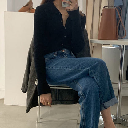 WOLF Daunen Kragen Knopf Pullover