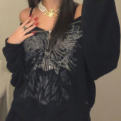 WOLF Schmetterling Druck Kapuzenpulli Pullover