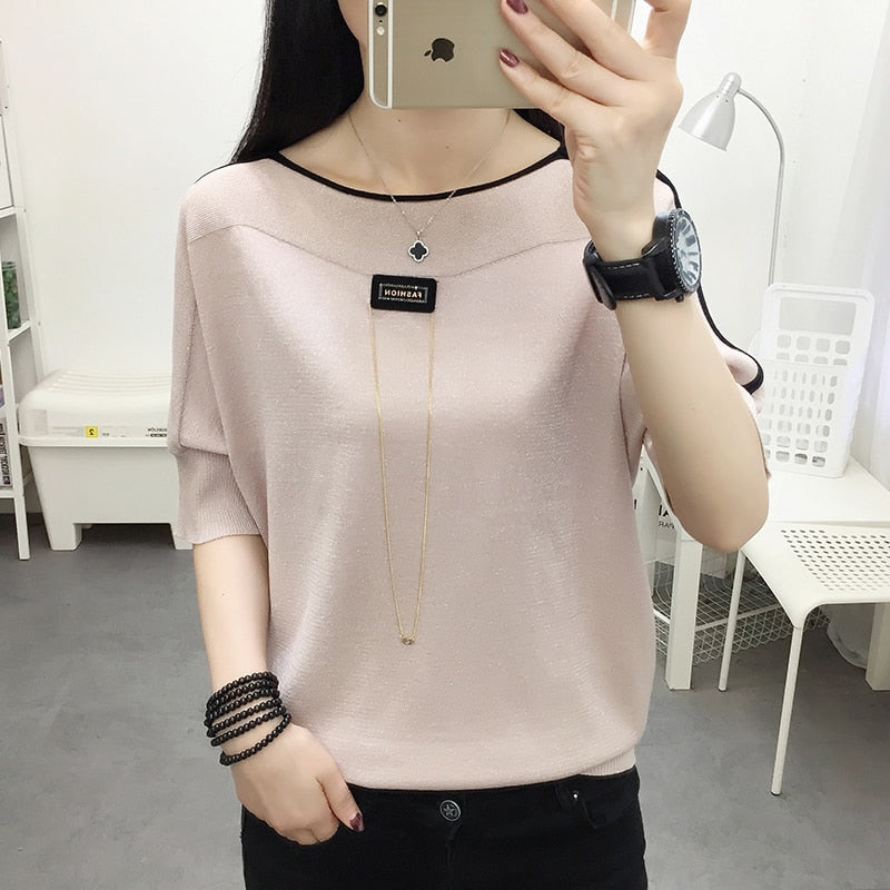 WOLF Vintage O-Ausschnitt Lose Oberteile