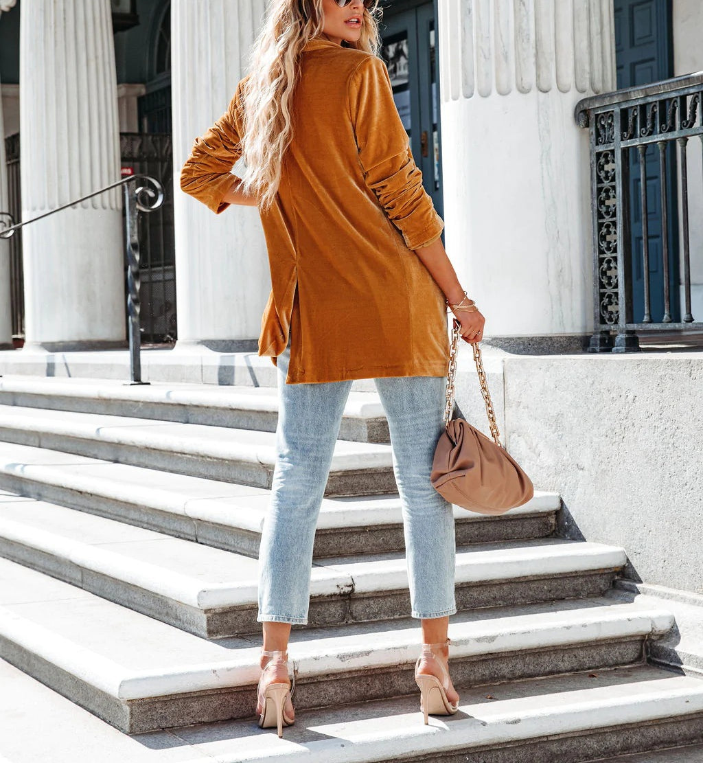 WOLF Langärmeliger Mantel mit Revers und einem Knopf