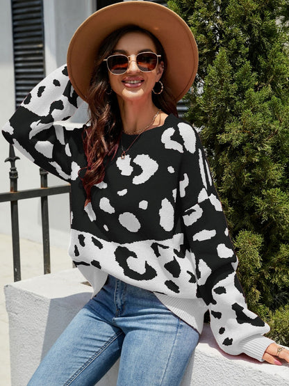 WOLF Rundhals-Pullover Gespleißt