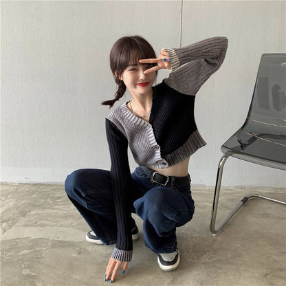 WOLF  Lang Ärmel V Hals Schlank Grau Pullover