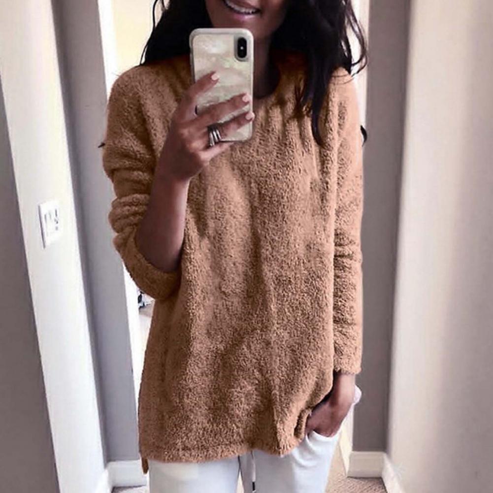 WOLF Lang Ärmel Rund Hals Plüsch Pullover