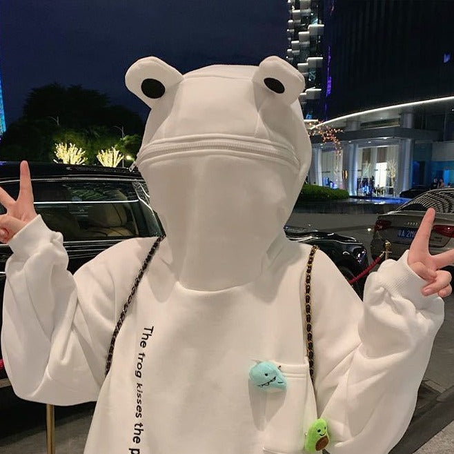 WOLF Reißverschluss Frosch Kapuzenpulli Pullover