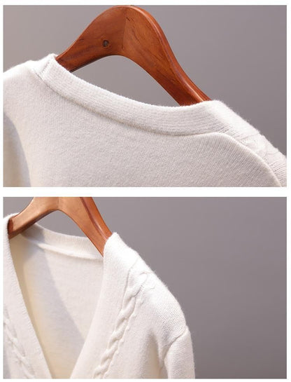 WOLF V-Ausschnitt Lose Schal Strick Pullover Kurz