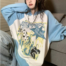 Lade das Bild in den Galerie-Viewer, WOLF Stern Druck Grunge Japanisch Fairycore Niedlicher Pullover
