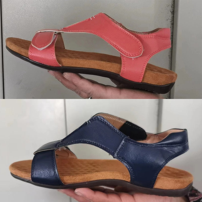  Luftige Damen-Sandalen - bester Komfort für Indoor & Outdoor - dämpfend, bequem & atmungsaktiv + rot und blau