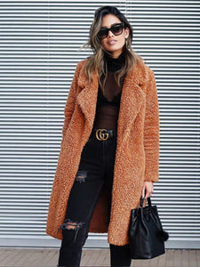 WOLF Lange Damen-Strickjacke aus weichem Kunstfell