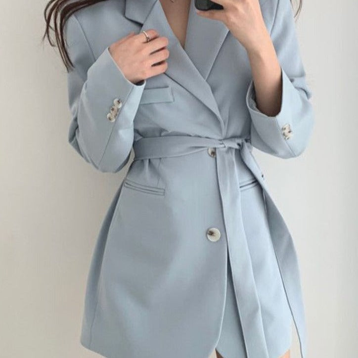 WOLF Revers Ausschnitt Gürtel Blazer