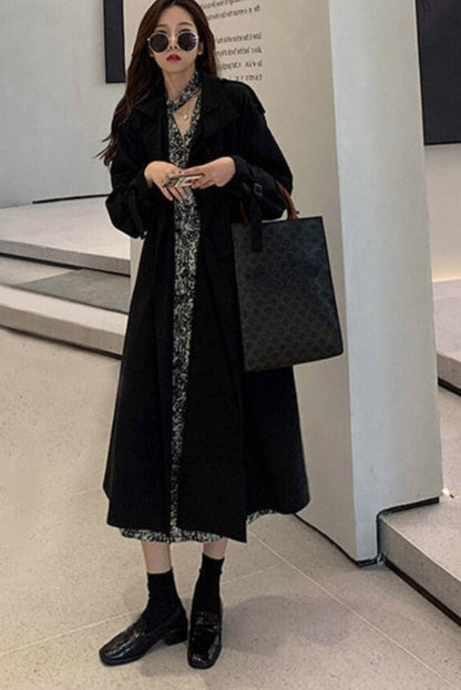 WOLF Doppelreihige Knöpfe Lange Windjacke Arbeitsmantel Trenchcoat