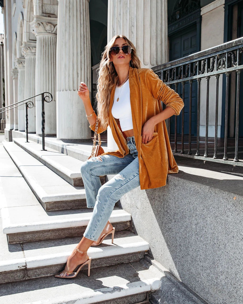 WOLF Crush Blazer aus Samt mit Taschen