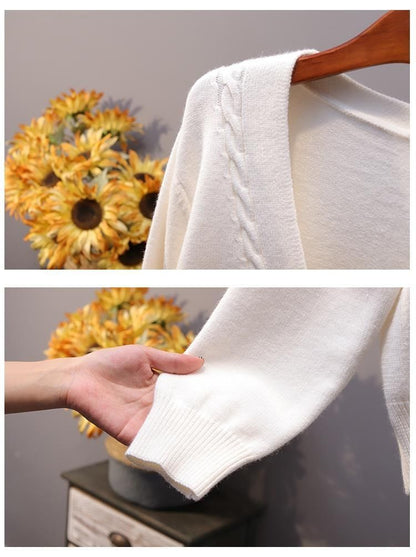 WOLF V-Ausschnitt Lose Schal Strick Pullover Kurz