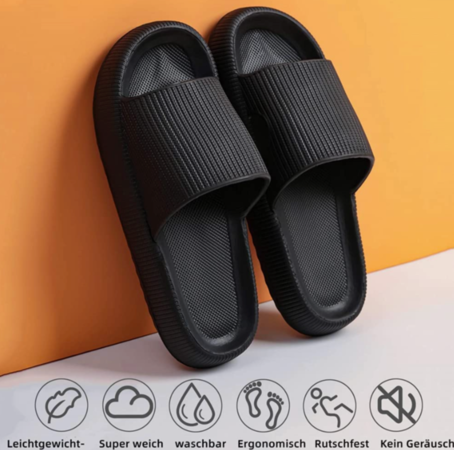 Kaufladen_Orthopädische Sandalen / Hausschuhe (extra weich) - Laufen wie auf Wolke 7_schwarz_testsieger