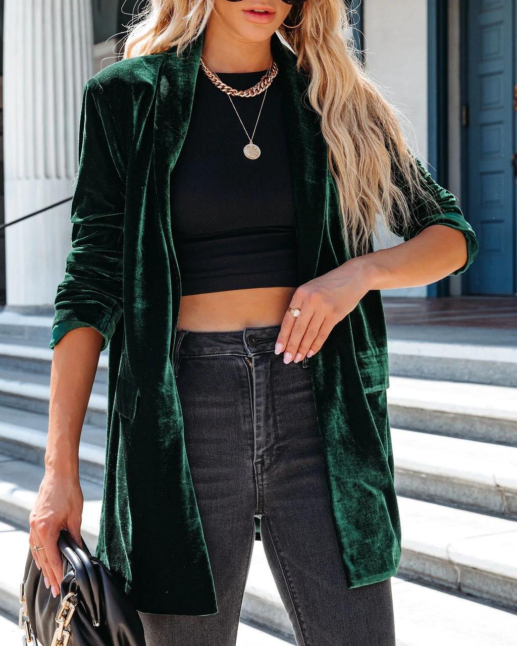 WOLF Langärmeliger Mantel mit Revers und einem Knopf