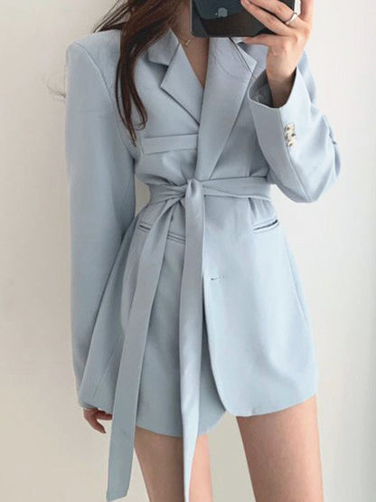 WOLF Revers Ausschnitt Gürtel Blazer