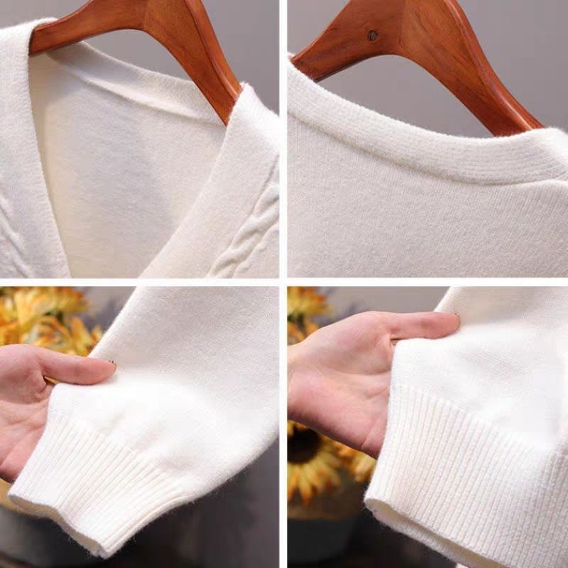 WOLF V-Ausschnitt Lose Schal Strick Pullover Kurz