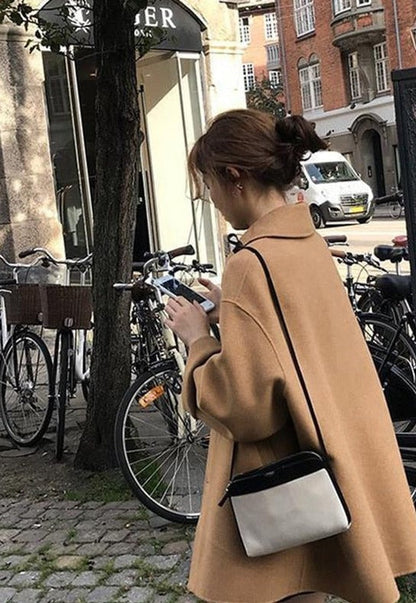 WOLF  Wollmantel Einreihig Umlegekragen Langer Mantel