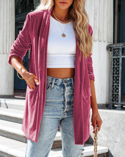 WOLF Langärmeliger Mantel mit Revers und einem Knopf