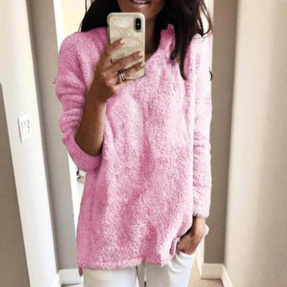 WOLF Lang Ärmel Rund Hals Plüsch Pullover