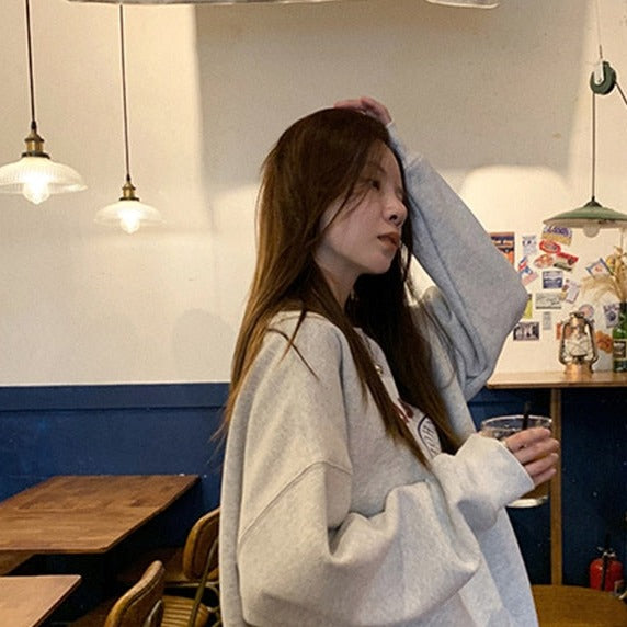 WOLF Besatzung hals Lang Ärmel Locker Pullover