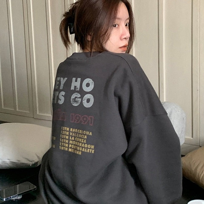 WOLF Besatzung hals Lang Ärmel Locker Pullover