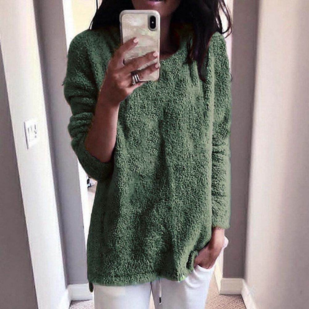 WOLF Lang Ärmel Rund Hals Plüsch Pullover