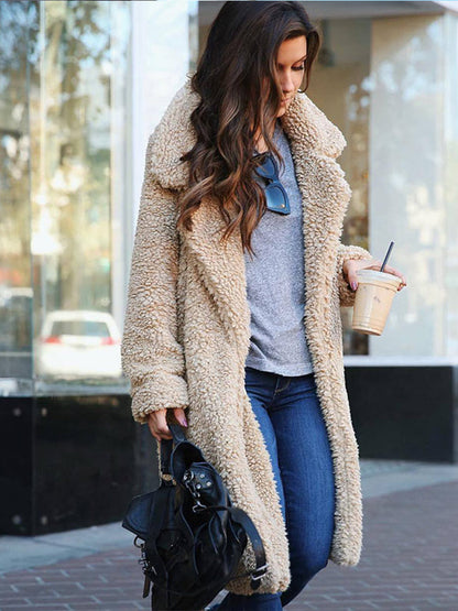 WOLF Lange Damen-Strickjacke aus weichem Kunstfell