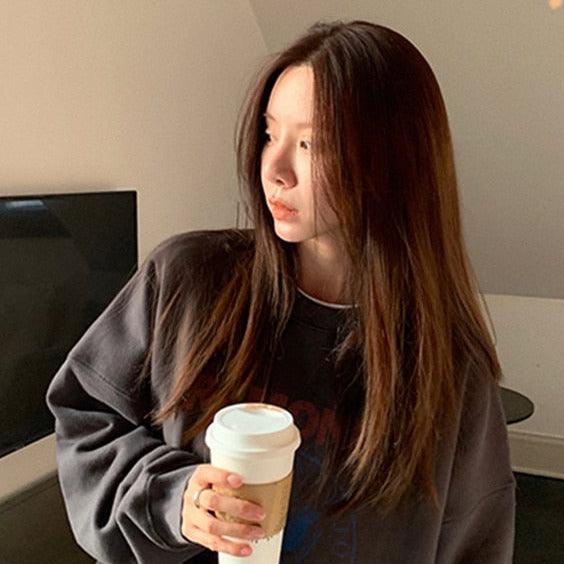 WOLF Besatzung hals Lang Ärmel Locker Pullover