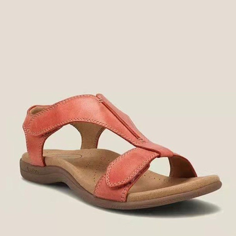  Luftige Damen-Sandalen - bester Komfort für Indoor & Outdoor - dämpfend, bequem & atmungsaktiv + rot