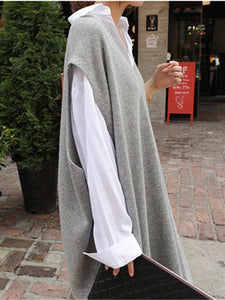 WOLF V-Ausschnitt Lose Pullover-Kleid