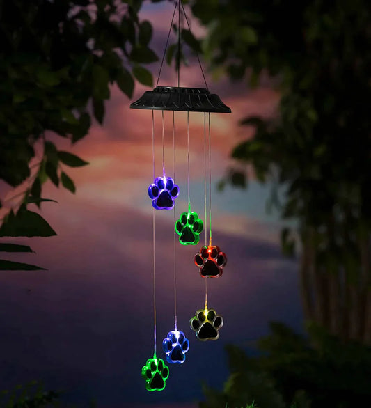 Solar-Windspiel mit Pfötchen-Abdrücken | 1 + 1 GRATIS