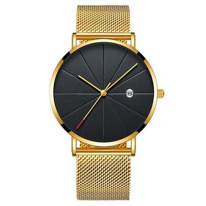 Ultradünne Herren-Uhr - Designer-Armbanduhr - elegant, spritzwassergeschützt, kratzsicher_gold_2