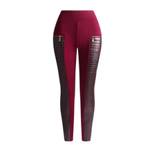 Lade das Bild in den Galerie-Viewer, Loavies Leggings in Lederoptik | Damen Leggings mit Biker-Effekt
