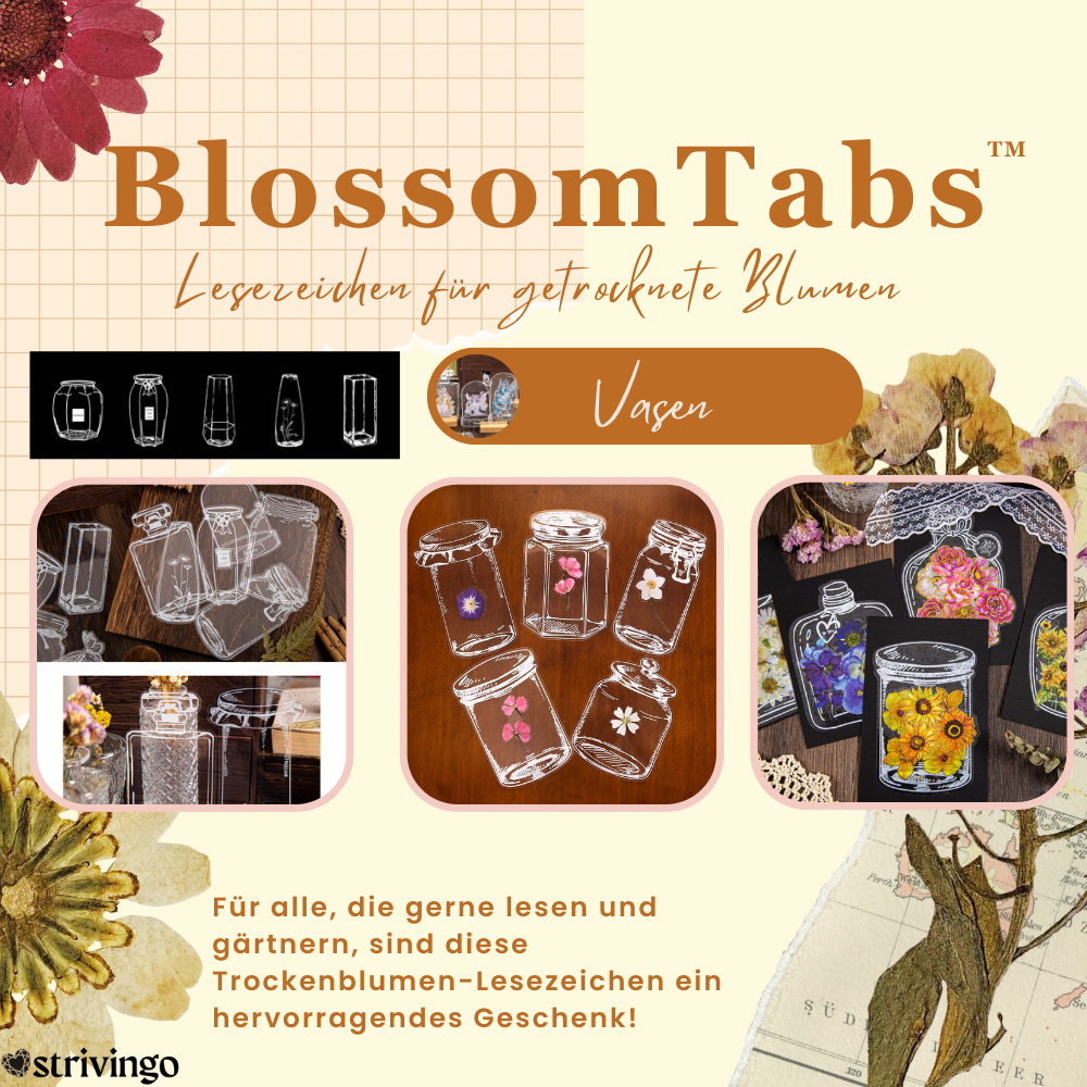 BlossomTabs™ Lesezeichen für getrocknete Blumen, Fotos oder Notizen (80er Set)