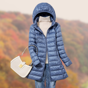Weber Daunenjacke | Ultraleichte Übergangsjacke für Frauen mit Kapuze, blau