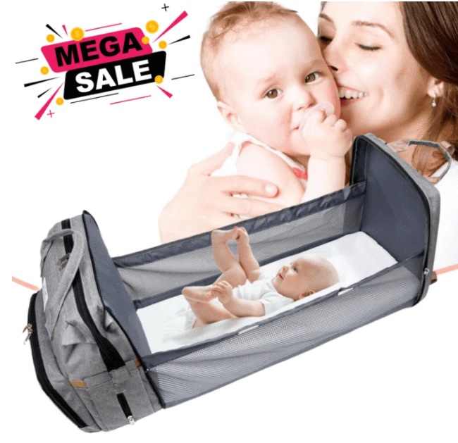 Ergonomische Baby-Wickeltasche - 3-in-1 Wickelrucksack & kleines Babybett - hygienische Wickellösung für unterwegs