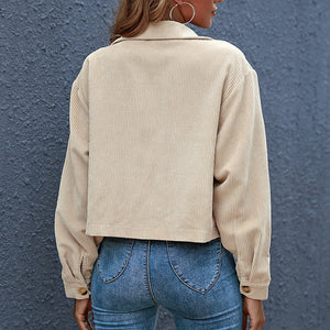 Celina Rippenjacke  | Trendige kurze Rippenjacke mit offenem Kragen
