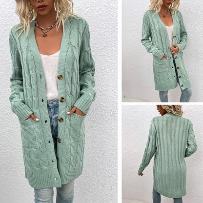 WOLF Lässig Locker Lang Ärmel Gestrickt Mäntel