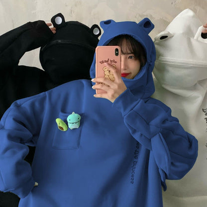 WOLF Reißverschluss Frosch Kapuzenpulli Pullover